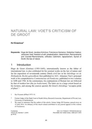 Voet's Criticism of De Groot