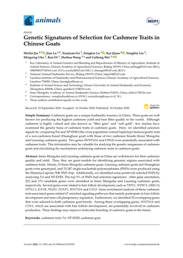 Genetic Signatures of Selection for Cashmere Traits in Chinese Goats