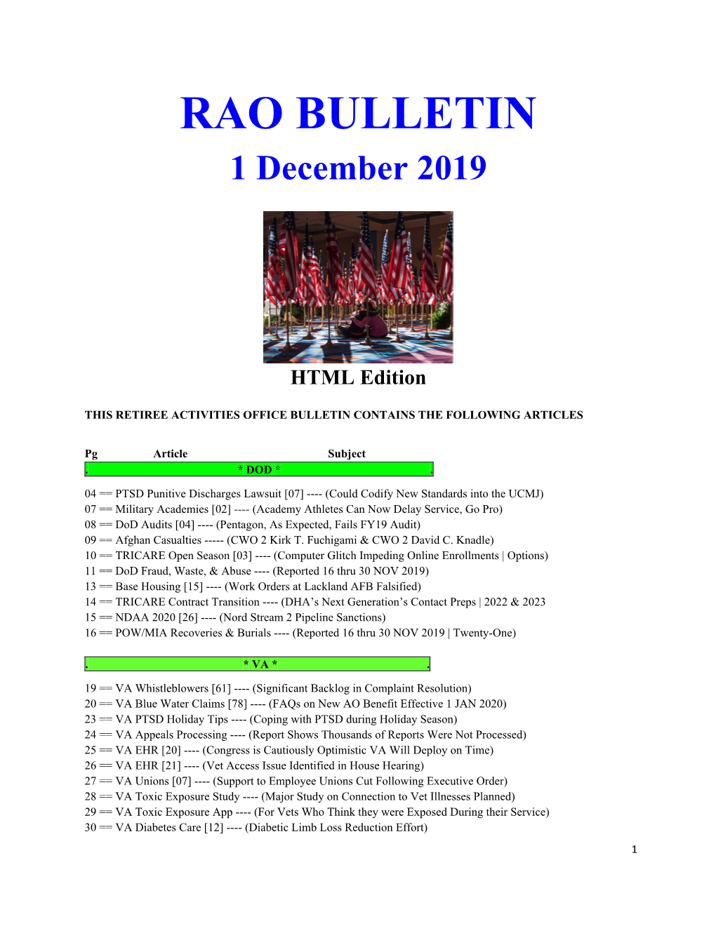 RAO BULLETIN 1 December 2019