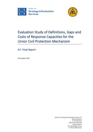 Evaluation Study of Definitions, Gaps and Costs of Response Capacities for the Union Civil Protection Mechanism