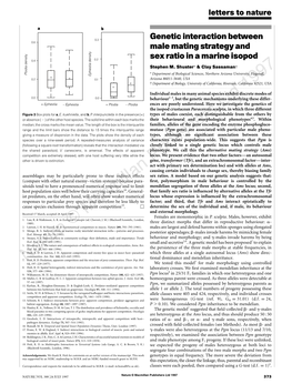 Genetic Interaction Between Male Mating Strategy and Sex Ratio in A