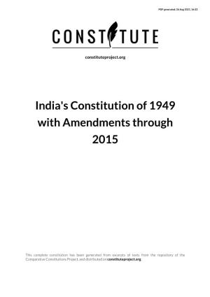 India's Constitution of 1949 with Amendments Through 2015