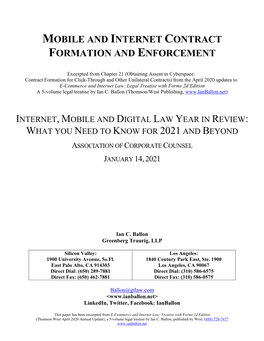 Mobile and Internet Contract Formation and Enforcement