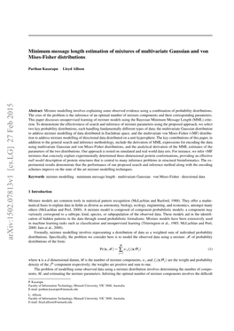 Arxiv:1502.07813V1 [Cs.LG] 27 Feb 2015 Distributions of the Form: M Pr(X;M ) = ∑ W J F J(X;Θ J) (1) J=1