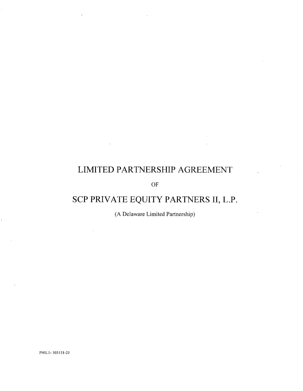 Limited Partnership Agreement Scp Private