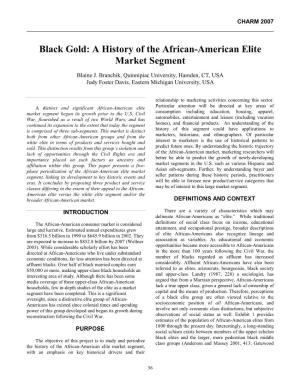 Black Gold: a History of the African-American Elite Market Segment
