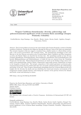 Neogene Caribbean Elasmobranchs: Diversity, Paleoecology and Paleoenvironmental Significance of the Cocinetas Basin Assemblage (Guajira Peninsula, Colombia)