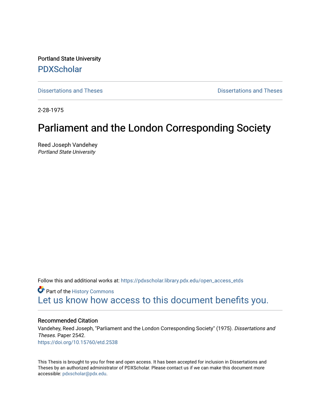 Parliament and the London Corresponding Society