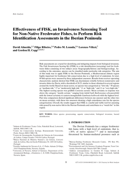 Effectiveness of FISK, an Invasiveness Screening Tool for Nonnative