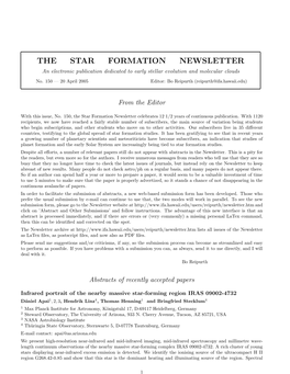 THE STAR FORMATION NEWSLETTER an Electronic Publication Dedicated to Early Stellar Evolution and Molecular Clouds