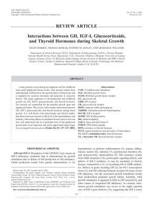 REVIEW ARTICLE Interactions Between GH, IGF-I, Glucocorticoids