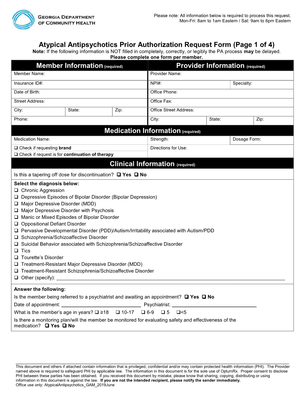 Atypical Antipsychotics Pa Request Form
