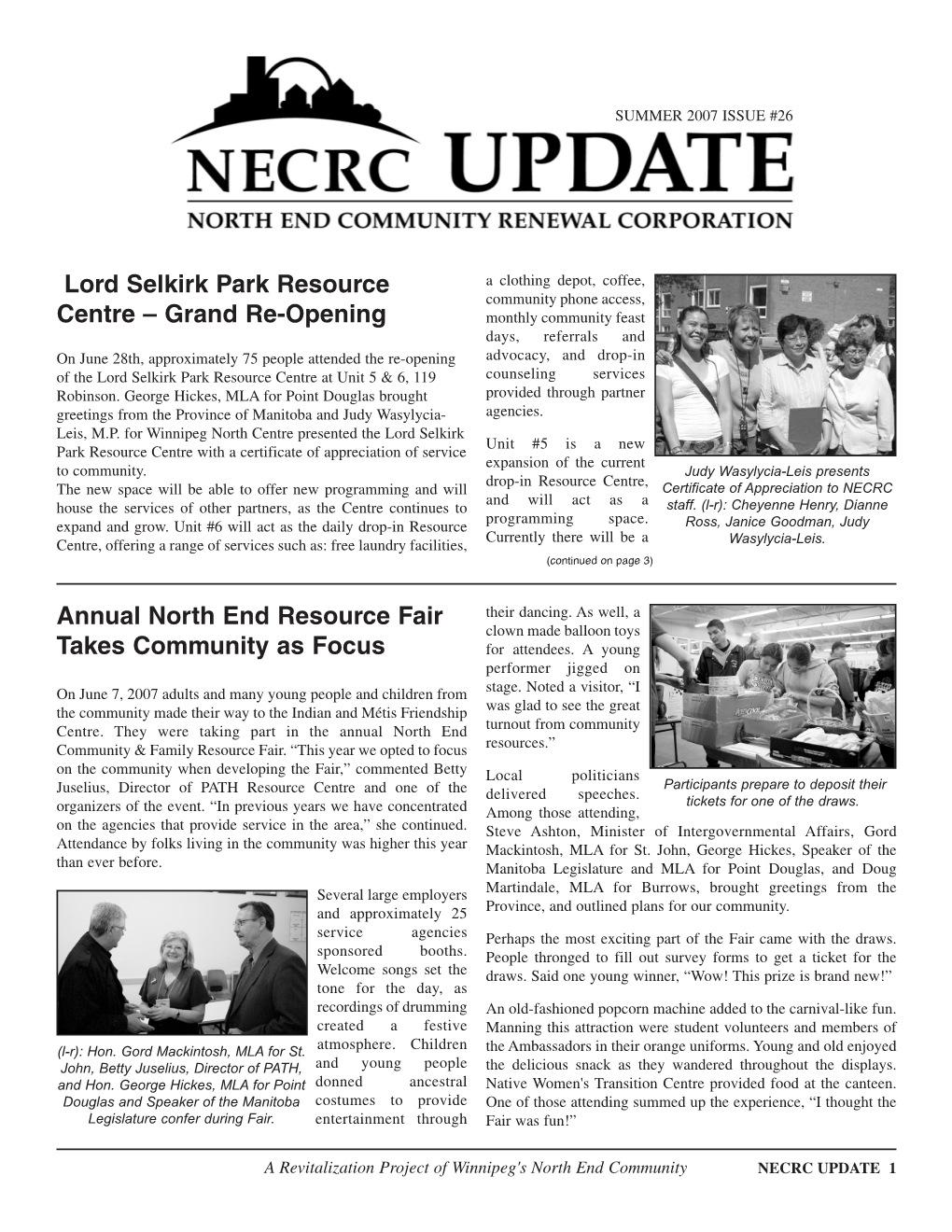 Lord Selkirk Park Resource Centre – Grand Re-Opening