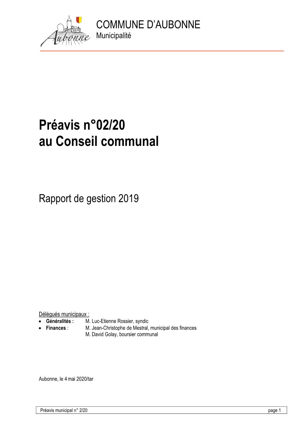 Rapport De Gestion 2019