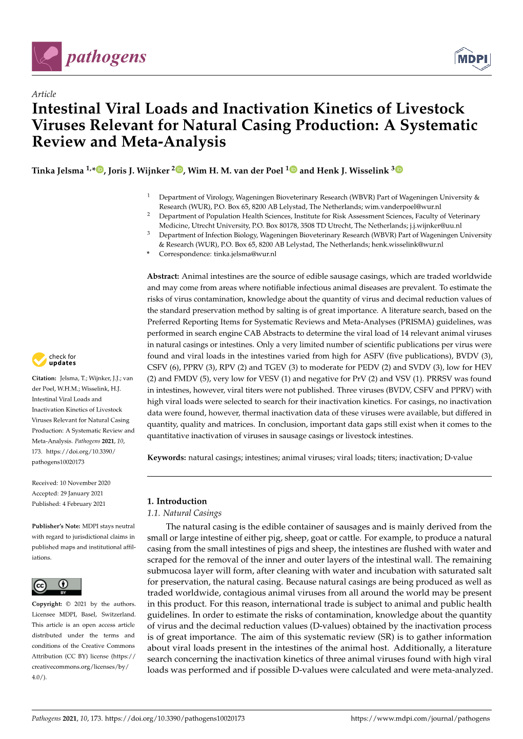 Intestinal Viral Loads and Inactivation Kinetics of Livestock Viruses Relevant for Natural Casing Production: a Systematic Review and Meta-Analysis