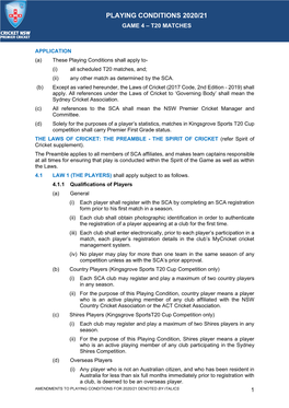 Game 4 Playing Conditions 2020-21