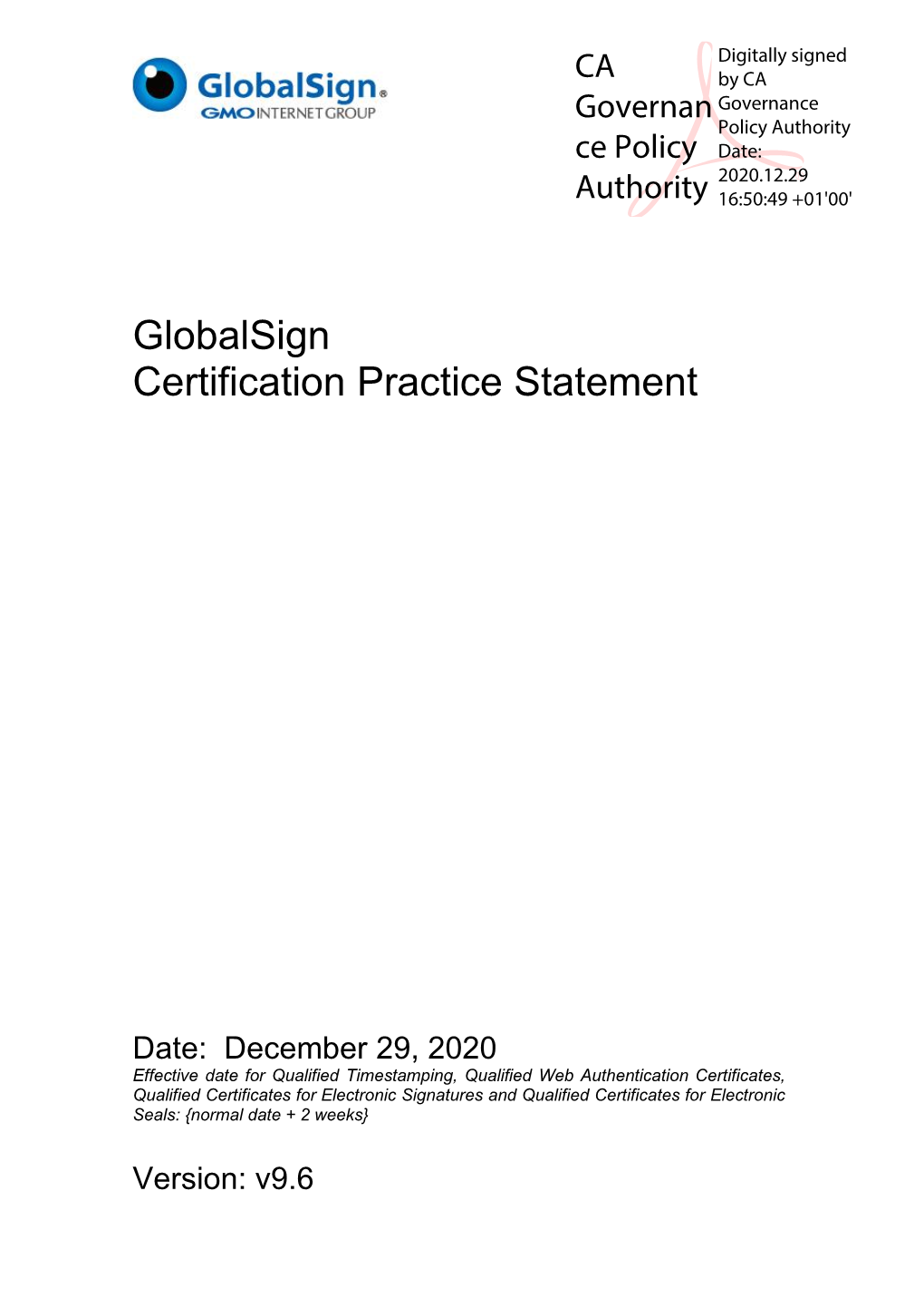 Globalsign Certification Practice Statement