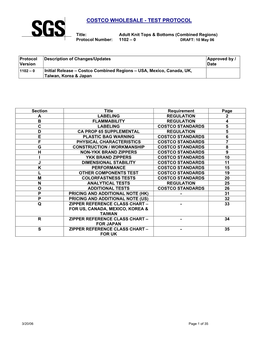 Costco Wholesale - Test Protocol