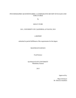 Psychographic Questionnaires: a Comparative Review of Scales and Structures