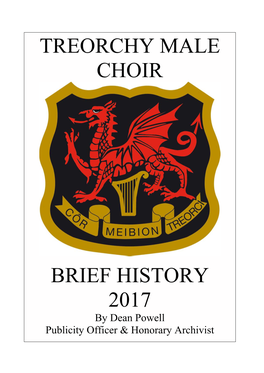 Treorchy Male Choir Brief History 2017