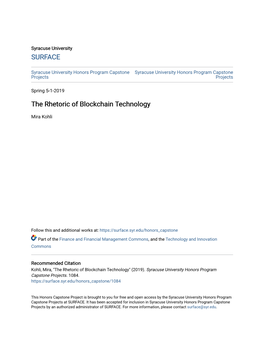 The Rhetoric of Blockchain Technology