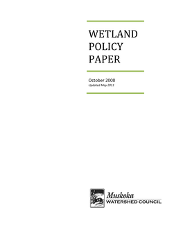 Wetland Policy Paper
