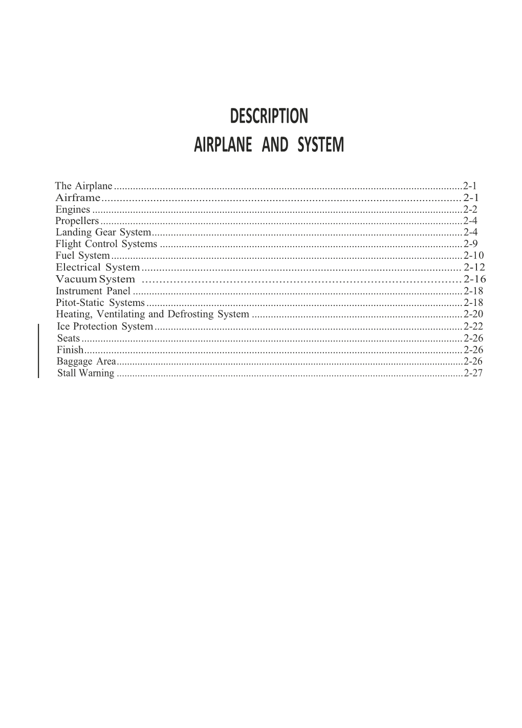 Description Airplane and System