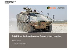 BOXER for the Danish Armed Forces –Short Briefing