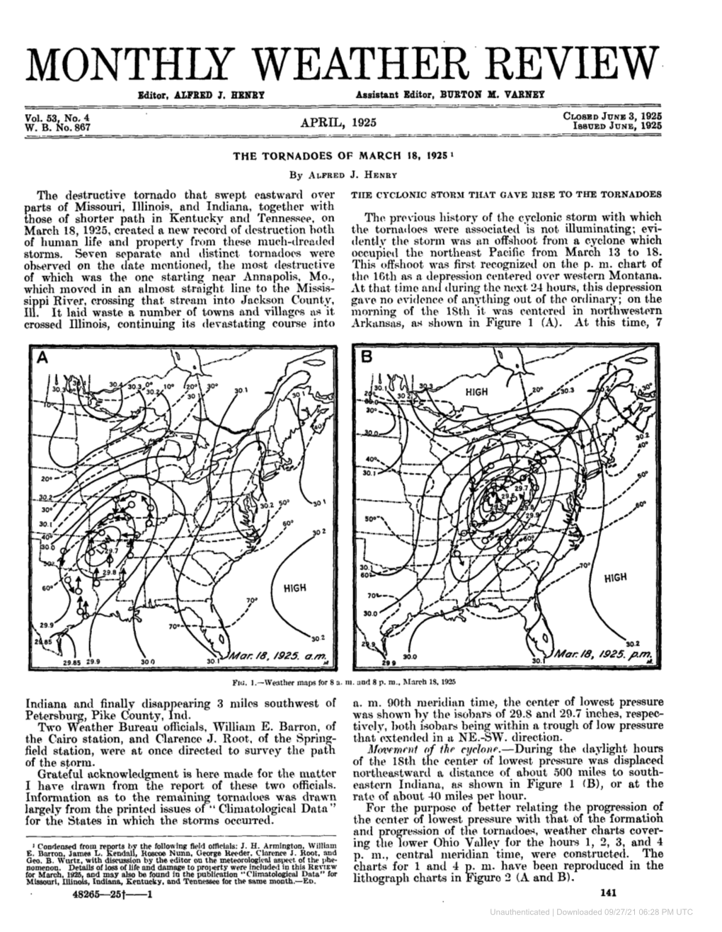 THE TORNADOES of MARCH 18, 19251 by ALFRED J