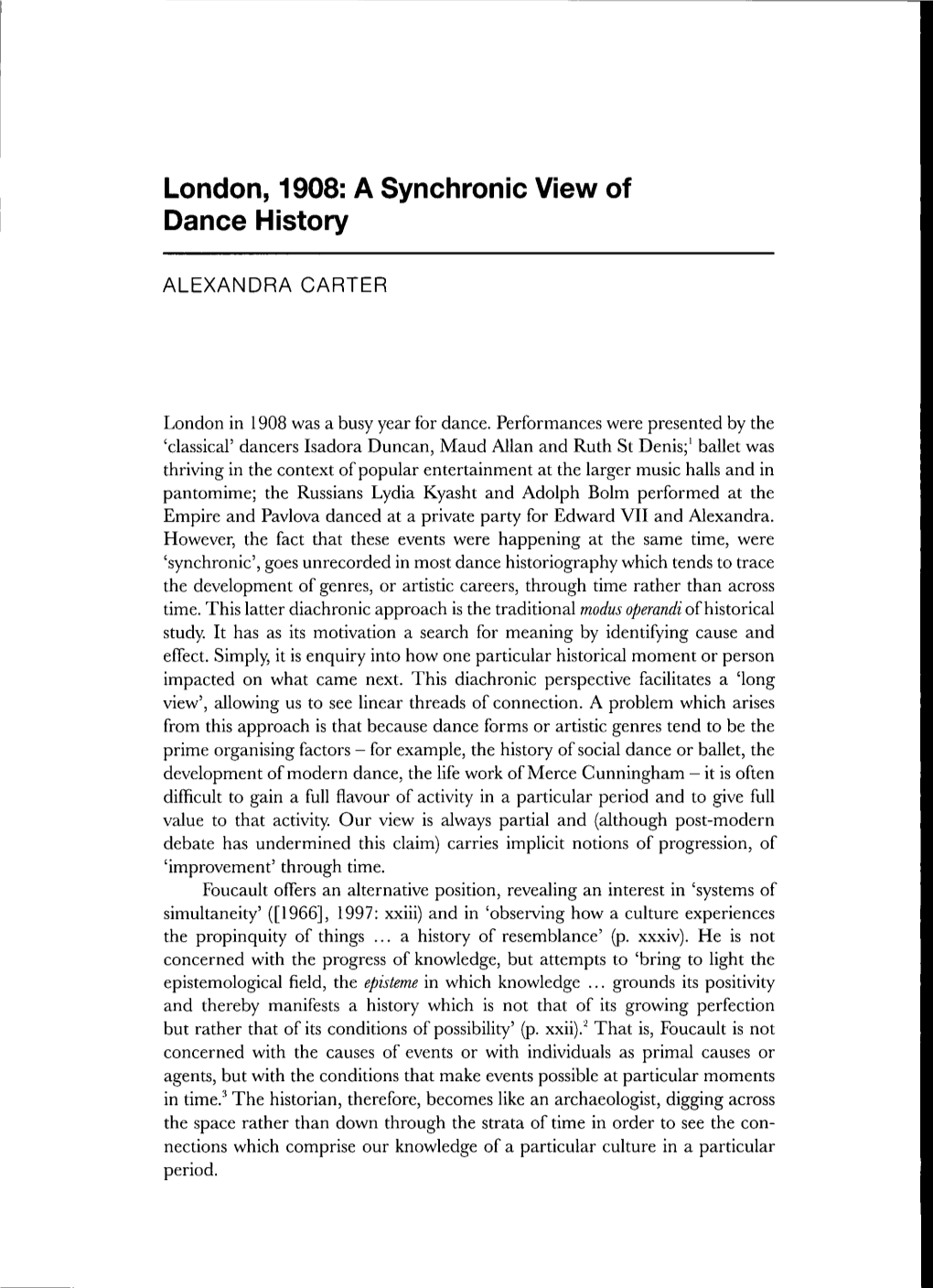 A Synchronic View of Dance History