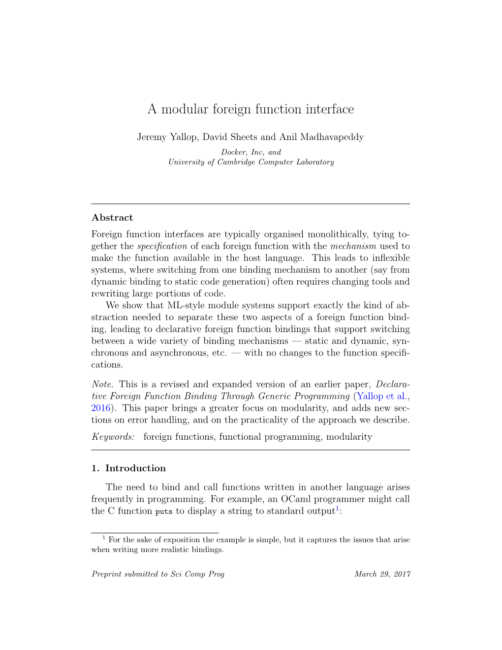 A Modular Foreign Function Interface