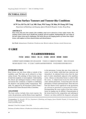 Bone Surface Tumours and Tumour-Like Conditions