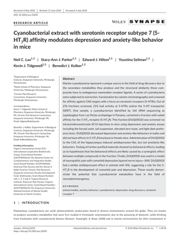 Cyanobacterial Extract with Serotonin Receptor Subtype 7 (5‐