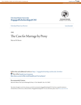 The Case for Marriage by Proxy Marvin M