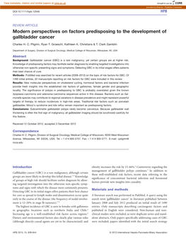 Modern Perspectives on Factors Predisposing to the Development of Gallbladder Cancer