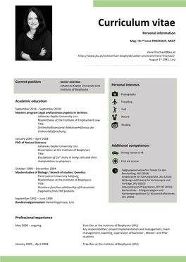 Curriculum Vitae Personal Information