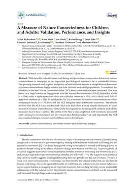 A Measure of Nature Connectedness for Children and Adults: Validation, Performance, and Insights