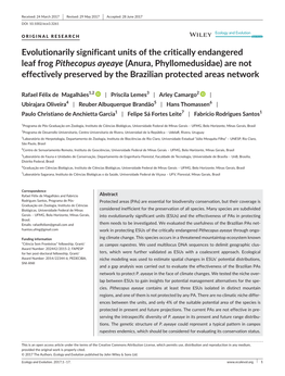 Magalhes Et Al 2017. Evolutionarily Significant Units of Pithecopus