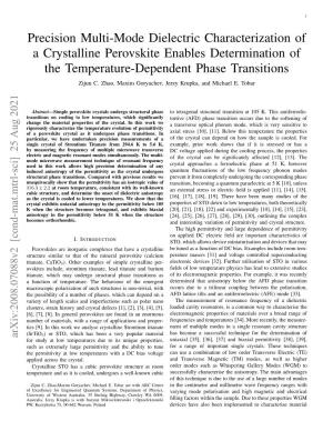 Precision Multi-Mode Dielectric Characterization of a Crystalline Perovskite Enables Determination of the Temperature-Dependent Phase Transitions Zijun C