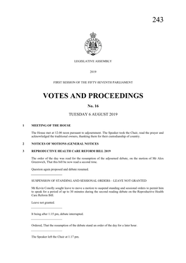 243 Votes and Proceedings