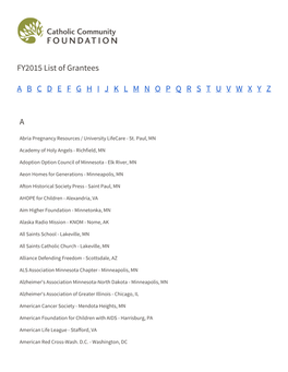 FY2015 List of Grantees A​​B​​C​​D​​E​​F​​G​​H​​I​​J​​K