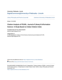 A Study Based on Indian Citation Index