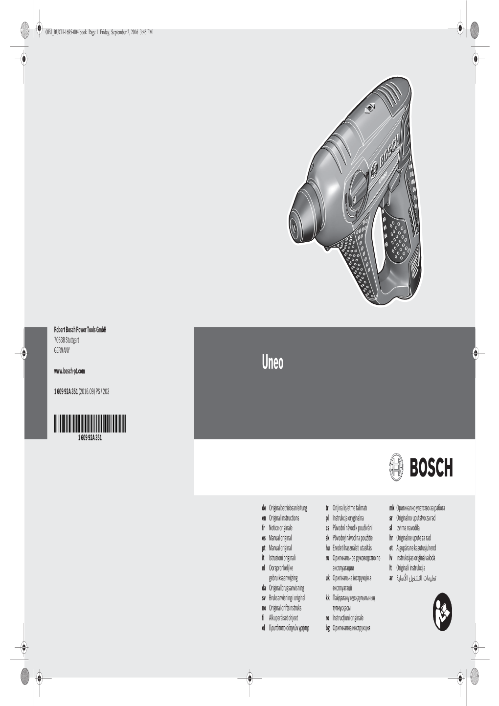 Robert Bosch Power Tools Gmbh 70538 Stuttgart GERMANY