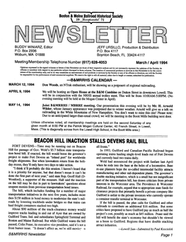 BEACON HILL INACTION STALLS DEYENS RAIL BILL FORT DEVENS—Time May Be Running out on Beacon All Fronts." Hill for Passage of Gov