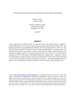 Flow and Stock Effects of Large-Scale Treasury Purchases