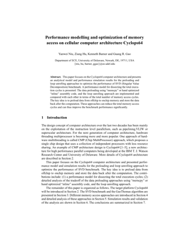 Performance Modelling and Optimization of Memory Access on Cellular Computer Architecture Cyclops64