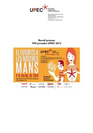 Recull Premsa VIII Jornades UPEC 2012
