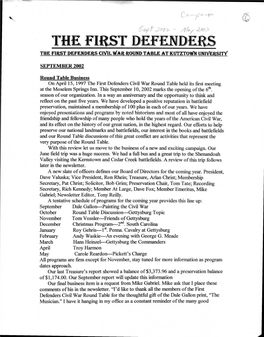 The F1 Defender the First Defenders Civil War Round Table at Kutztown University