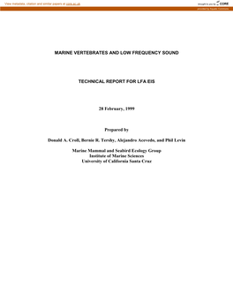 Marine Vertebrates and Low Frequency Sound