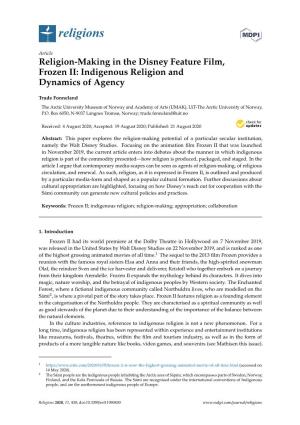 Religion-Making in the Disney Feature Film, Frozen II: Indigenous Religion and Dynamics of Agency